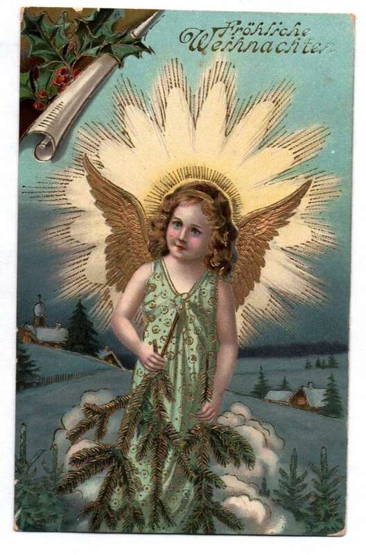 Ak Engel mit Heiligenschein und Tannenzweig 1911 Weihnachten