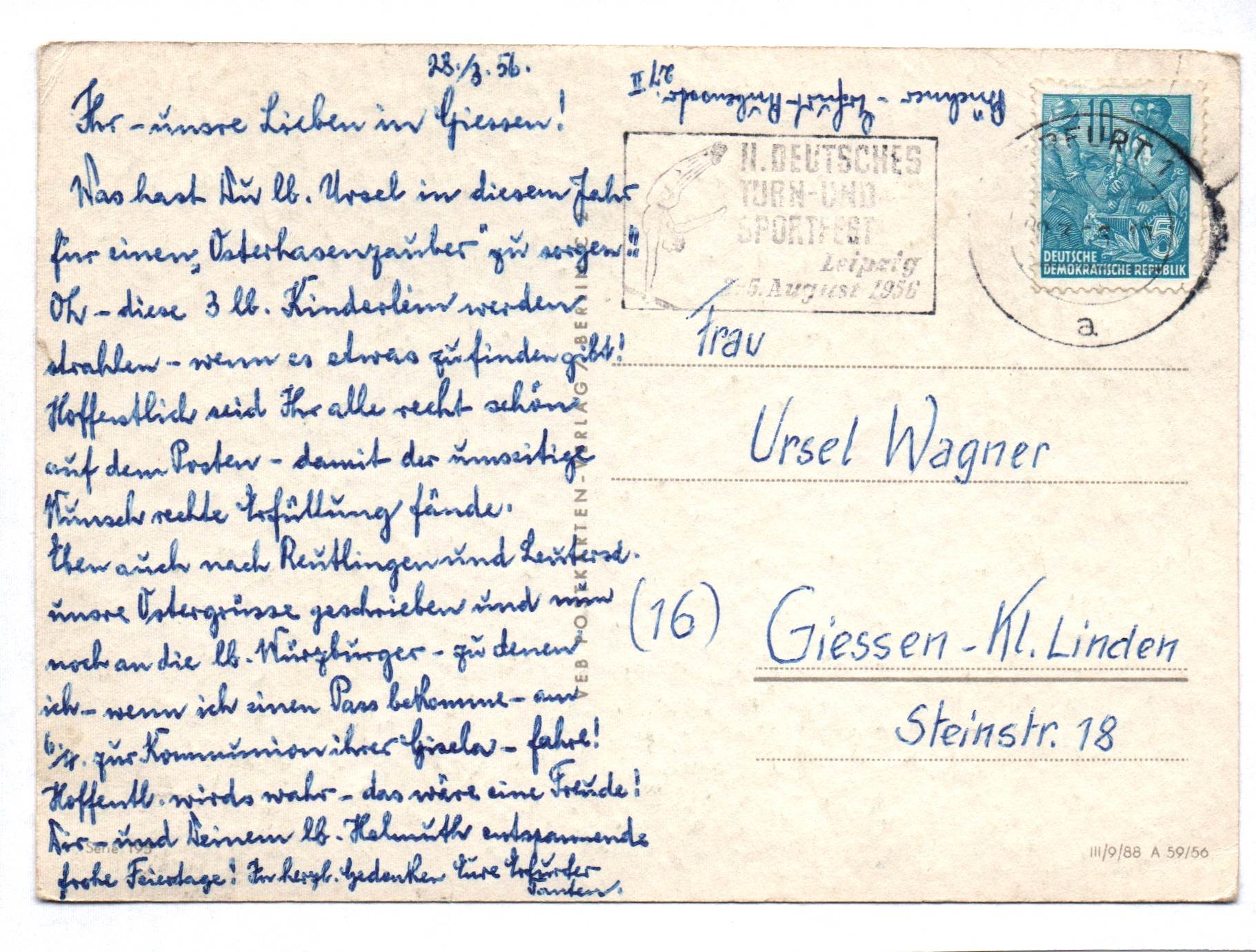 Ak Fröhliches Osterfest Postkarte Ostern DDR 1956