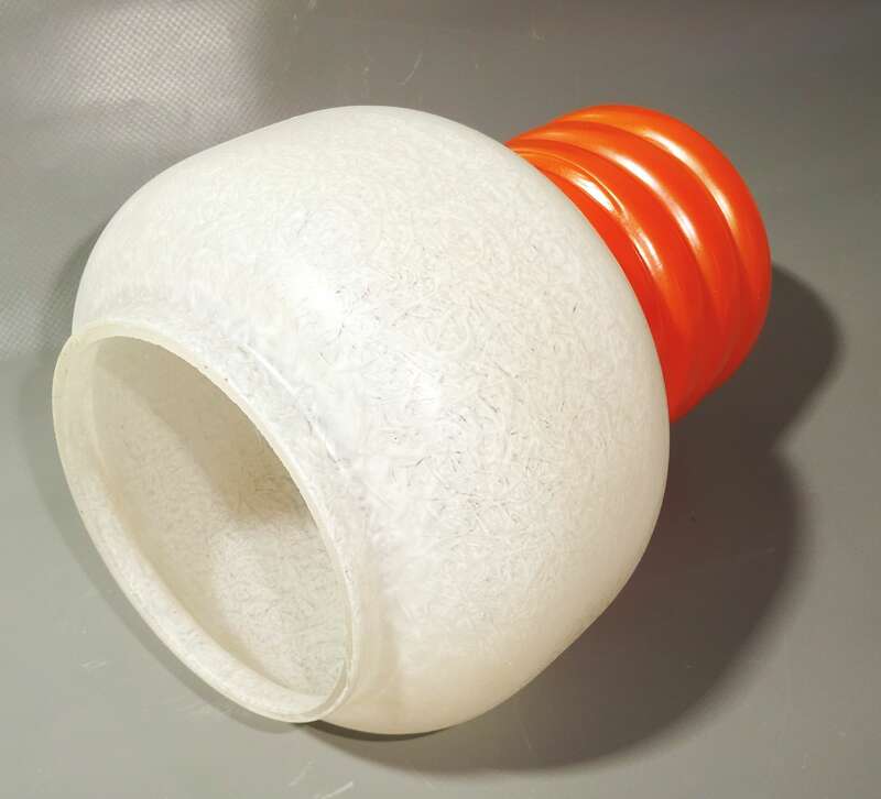Alter Lampenschirm Glas Weiss Orange 1960er DDR Deckenlampe Ersatzschirm