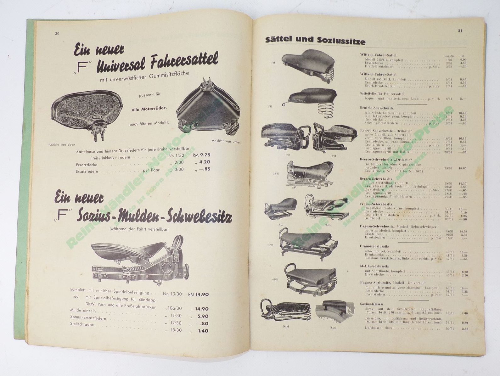 Katalog Bruno v Festenberg Pakisch Motorrad Zubehör Oldtimer motorcycle 1930 er 