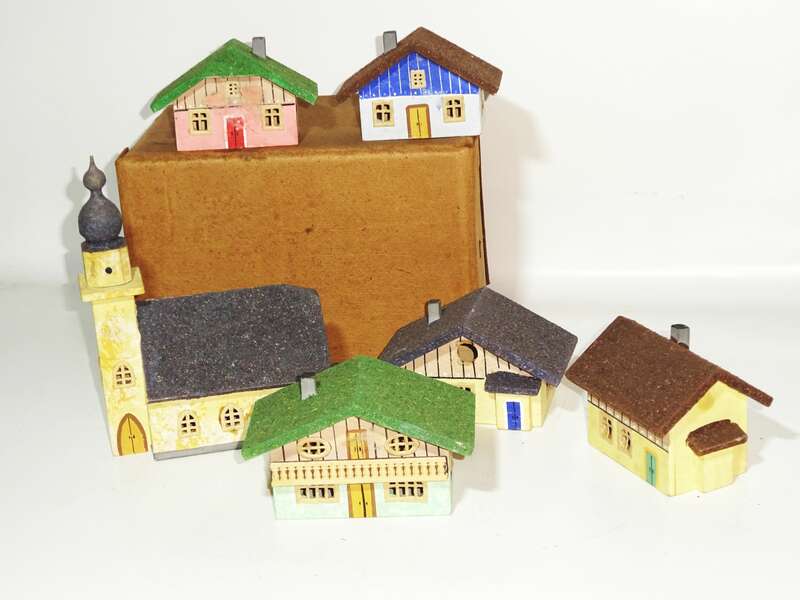 Alte Erzgebirge Häuser Kirche Holzhäuser Spielzeug Modellbau Deko