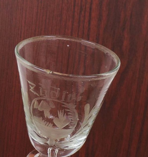 Barock Glas um 1750 Zu Dir Sinnspruch Kelch Pokal 