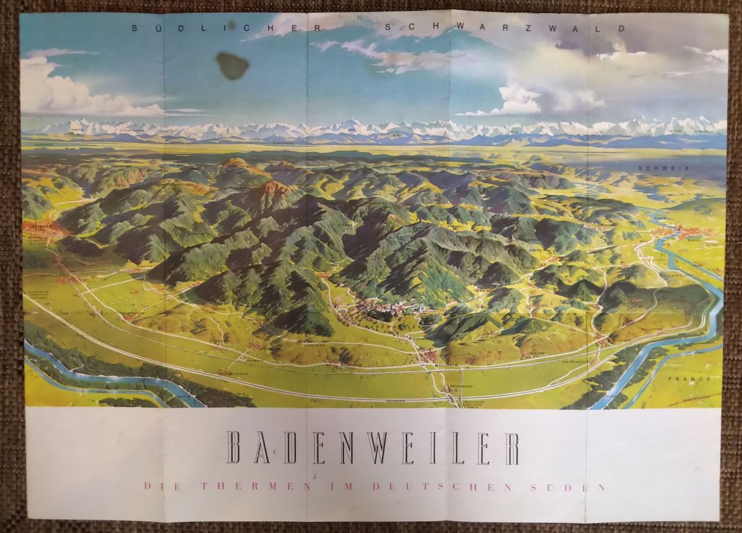 Prospekt Badenweiler Panoramakarte und Ausflugsziele Südlicher Schwarzwald Prospekt Badenweiler Panoramakarte und Ausflugsziele Südlicher Schwarzwald