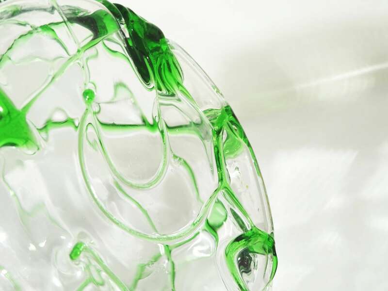 Alte Glasbowle Grün Art Deco Bowle dekorativ