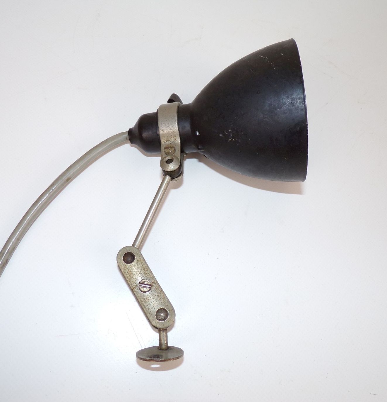 Alte Nähmaschinenleuchte kleine Tischlampe Bakelit Schalter E14 Schwarz Leseleuchte