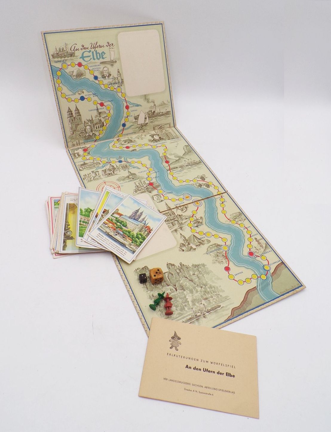 An den Ufern der Elbe Spika Brettspiel Würfelspiel von Kurt Brandes 1960 An den Ufern der Elbe Spika Brettspiel Würfelspiel von Kurt Brandes 1960