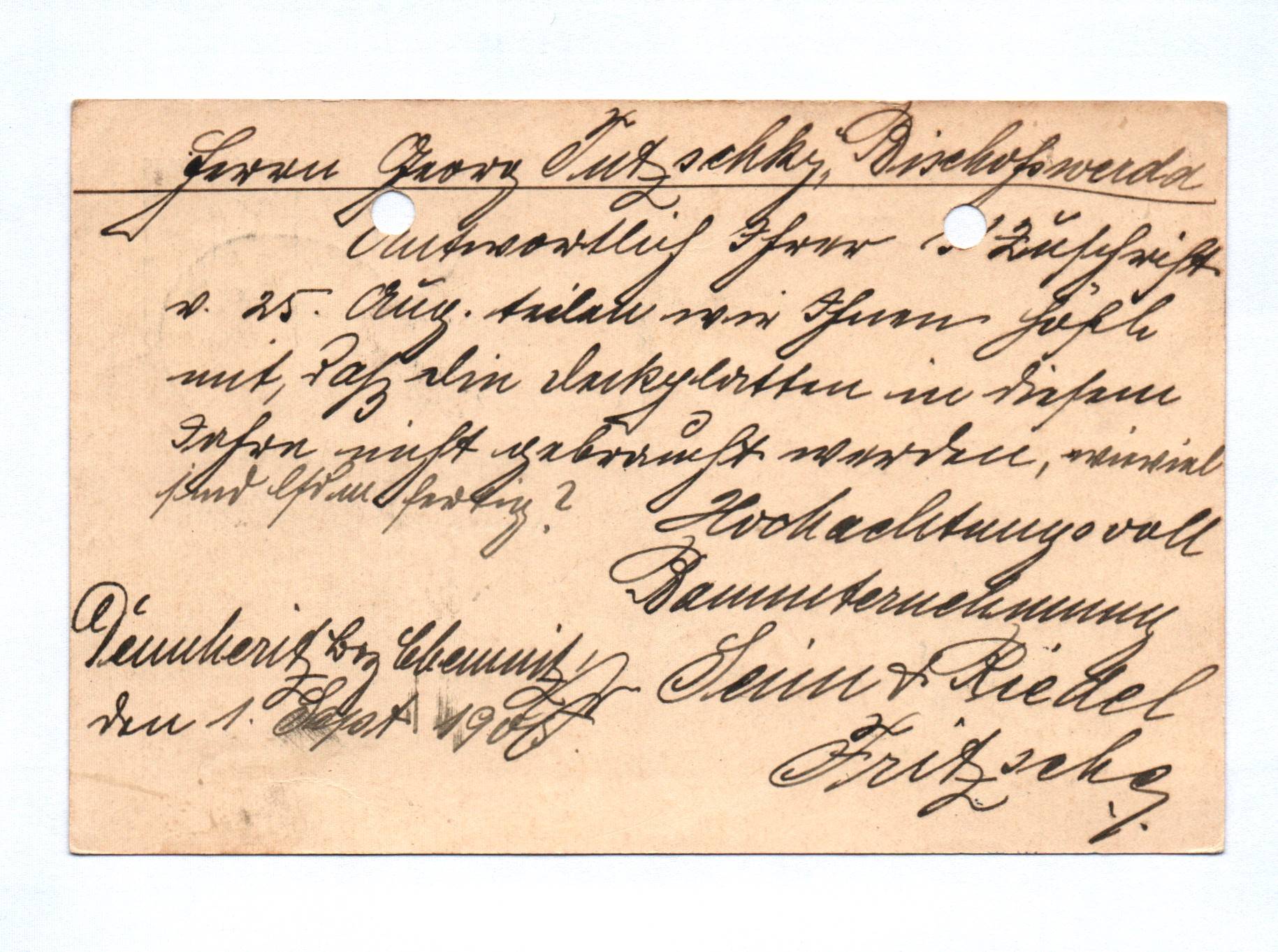 Bahnpost Bischofswerda Postkarte 1905