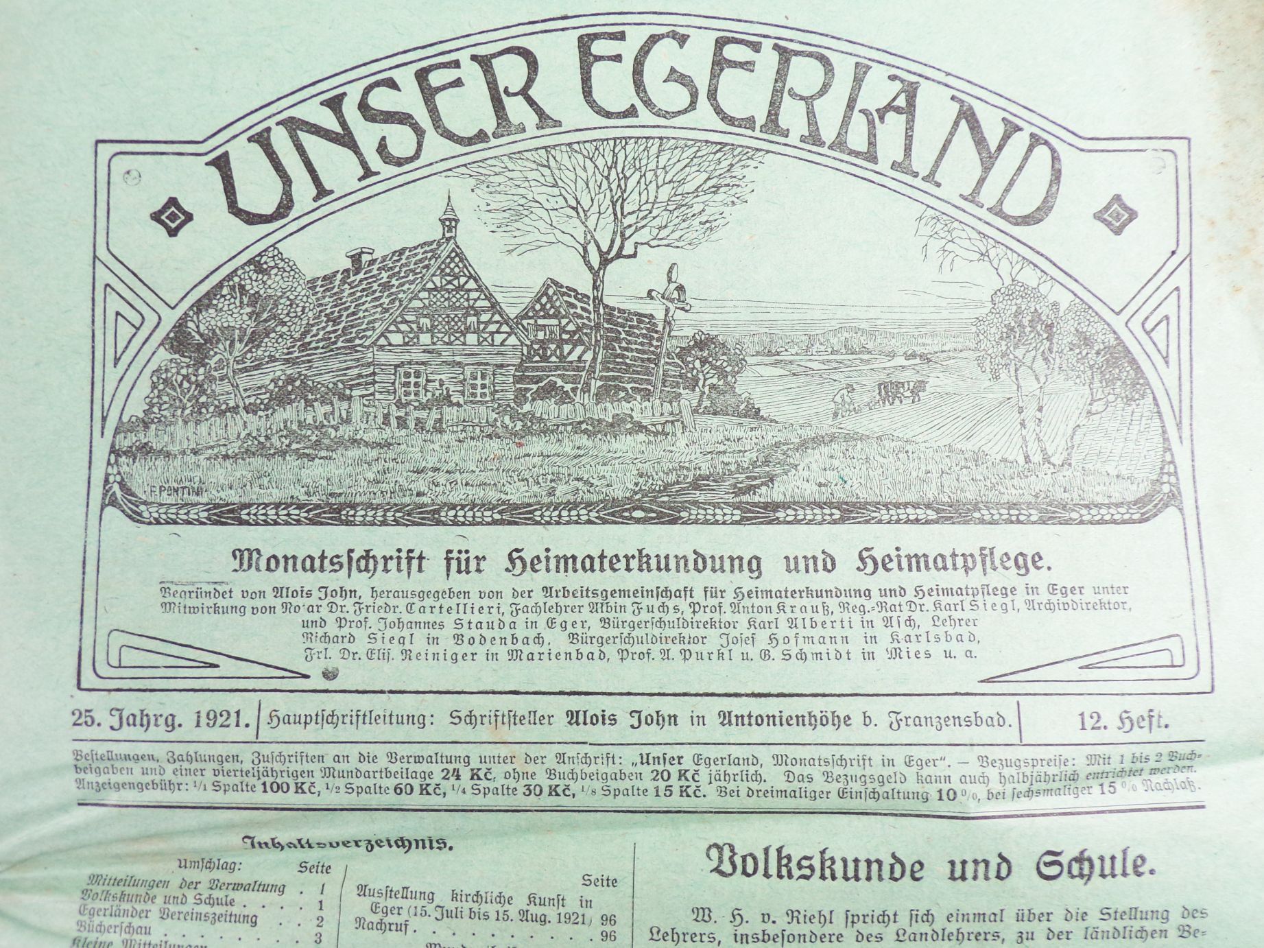 Unser Egerland Böhmen Monatsschrift für Heimaterkundung und Heimatpflege