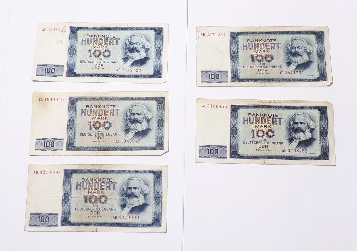 Geldschein 100 Mark der Deutschen Notenbank der DDR 1964 Auswahl