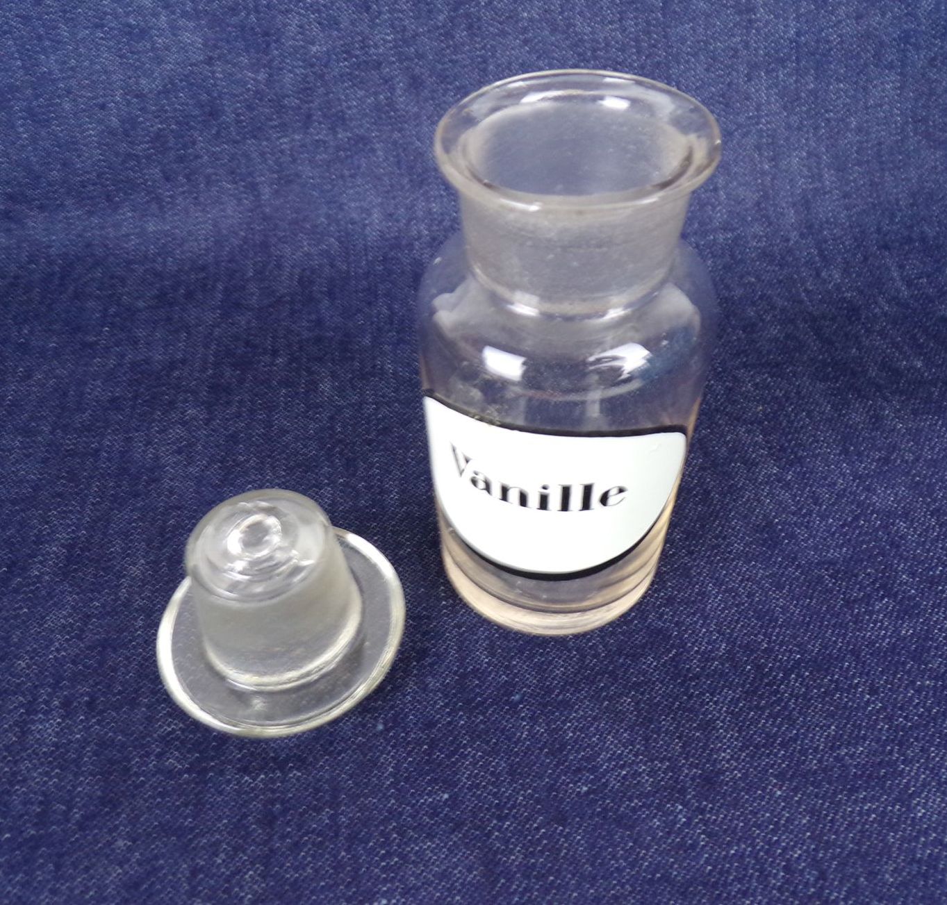 Alte Flasche Apothekergefäß Vanille Vorratsgefäß Antik Glas Dekoration 