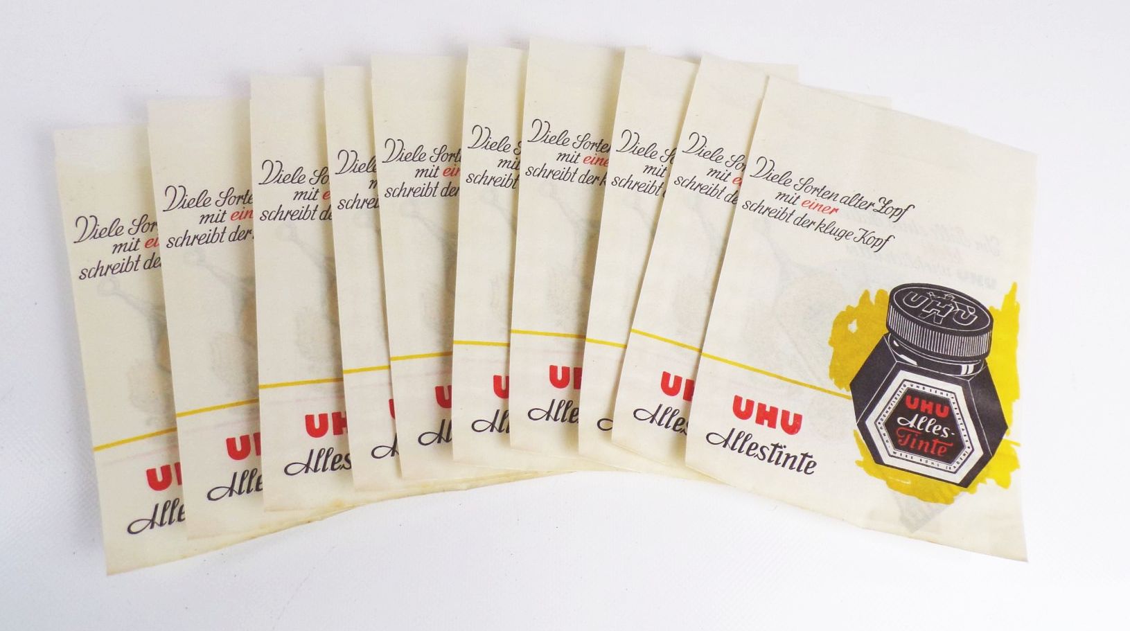 Uhu Tüten Papiertüten Reklame Sammler Werbung 10 Stück Requisite Deko