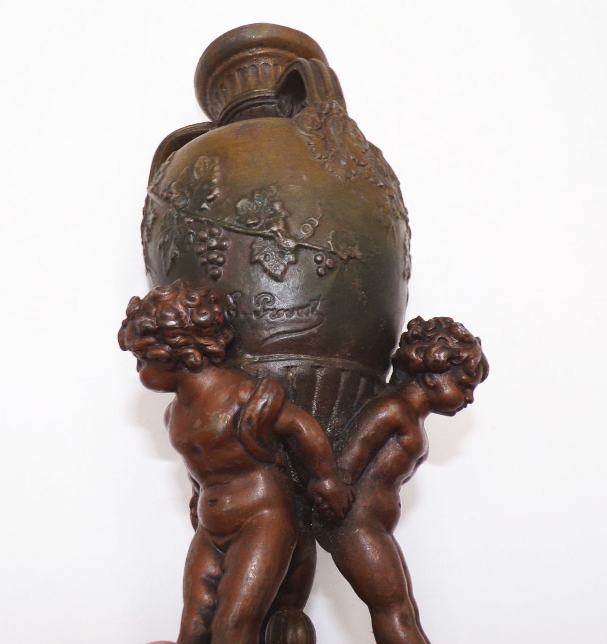 Alte Bronze Amphoren 2 Stück Eugene Provost signiert Putto Engel