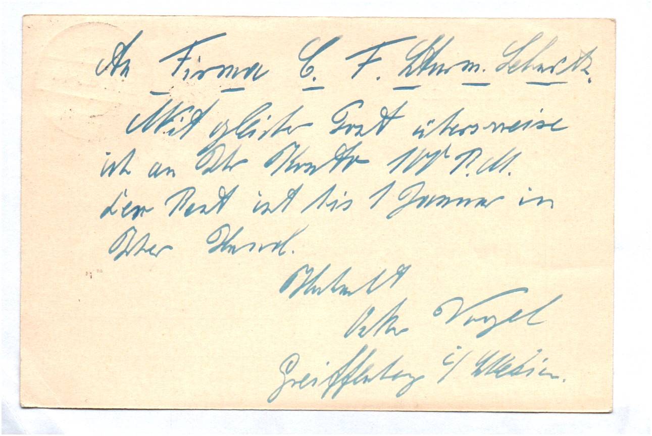 Firmen Postkarte Siebenhaar Nachfolger Oskar Vogel 1926 Gartenbau Greiffenberg Schlesien Firmen Postkarte Siebenhaar Nachfolger Oskar Vogel 1926 Gartenbau Greiffenberg Schlesien