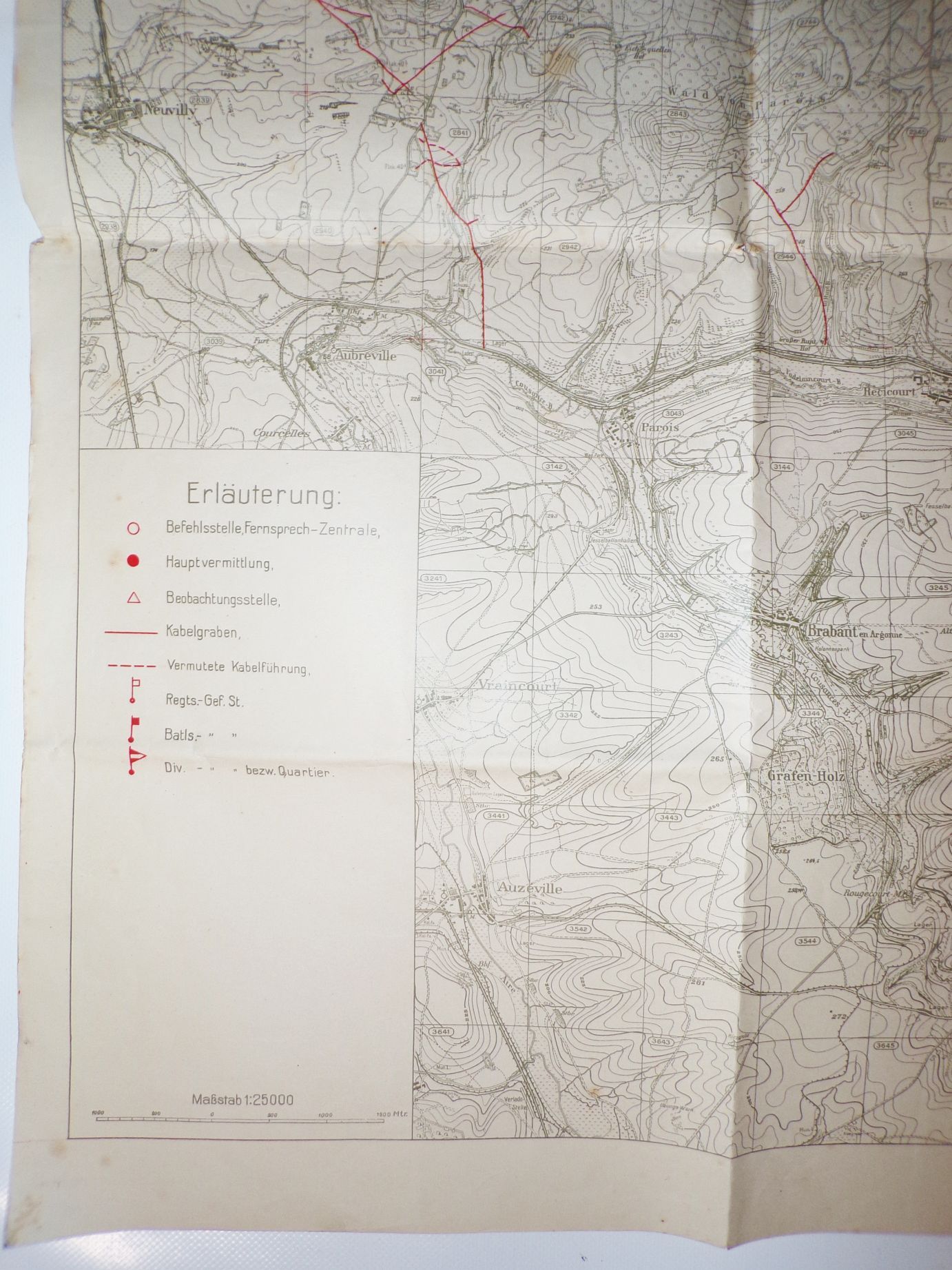 Landkarte feindliche Befehlsstellen Kabelgräben 1917 Neuvilly Esnes Blercourt Landkarte feindliche Befehlsstellen Kabelgräben 1917 Neuvilly Esnes Blercourt