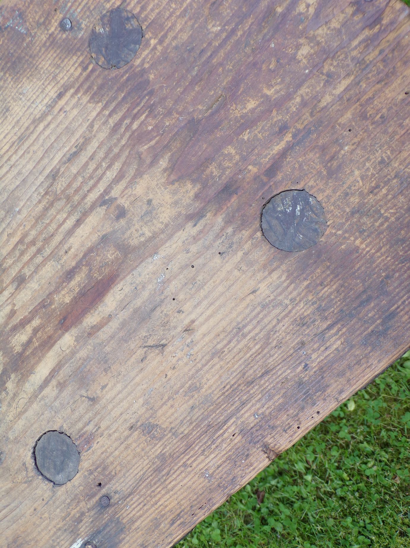 Alter Holzhocker Vierbein Schemel Holz Werkstatthocker