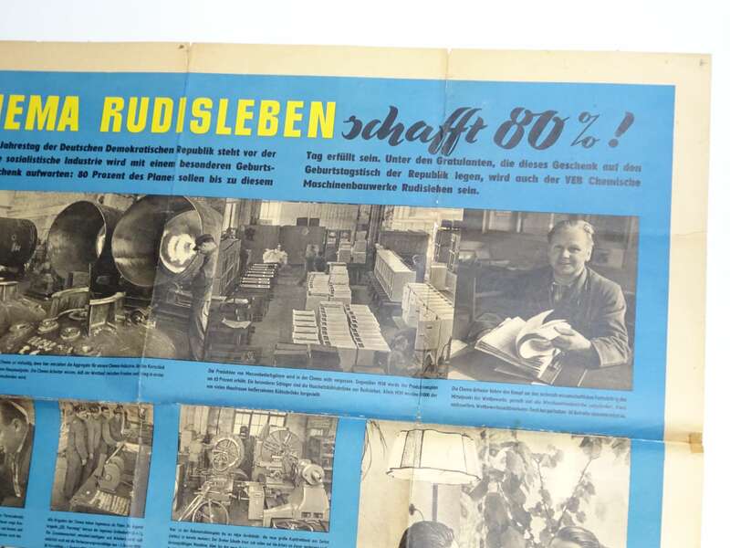DDR Plakat Maschinenbau Rudisleben Arnstadt DDR 1959 Planerfüllung