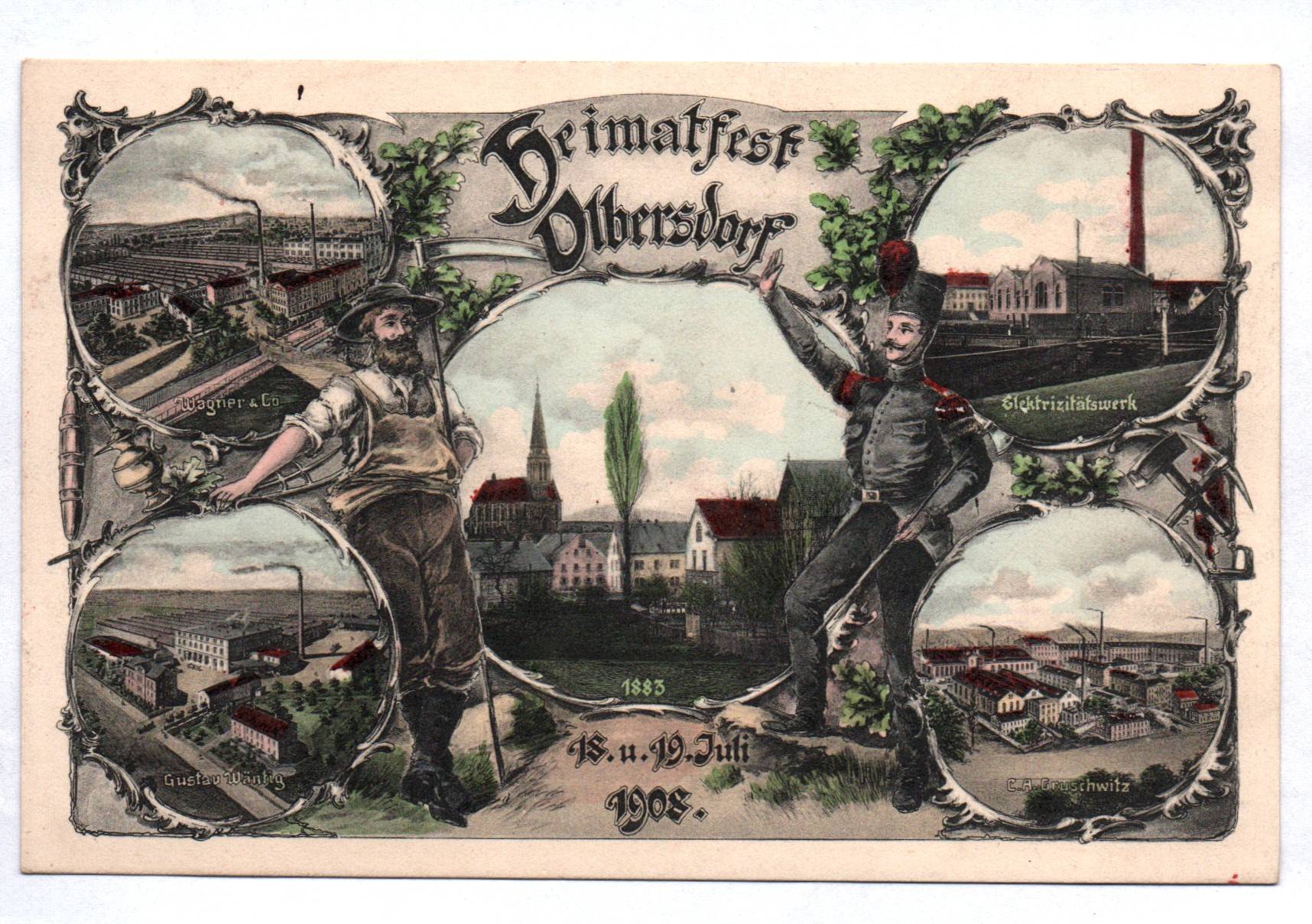 Litho Ak Heimatfest Olbersdorf 1909 koloriert