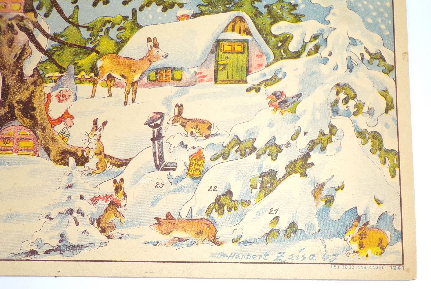 Alter Adventskalender Herbert Zeise 1947 Rudolf Arnold Leipzig Zwerge Wichtel 