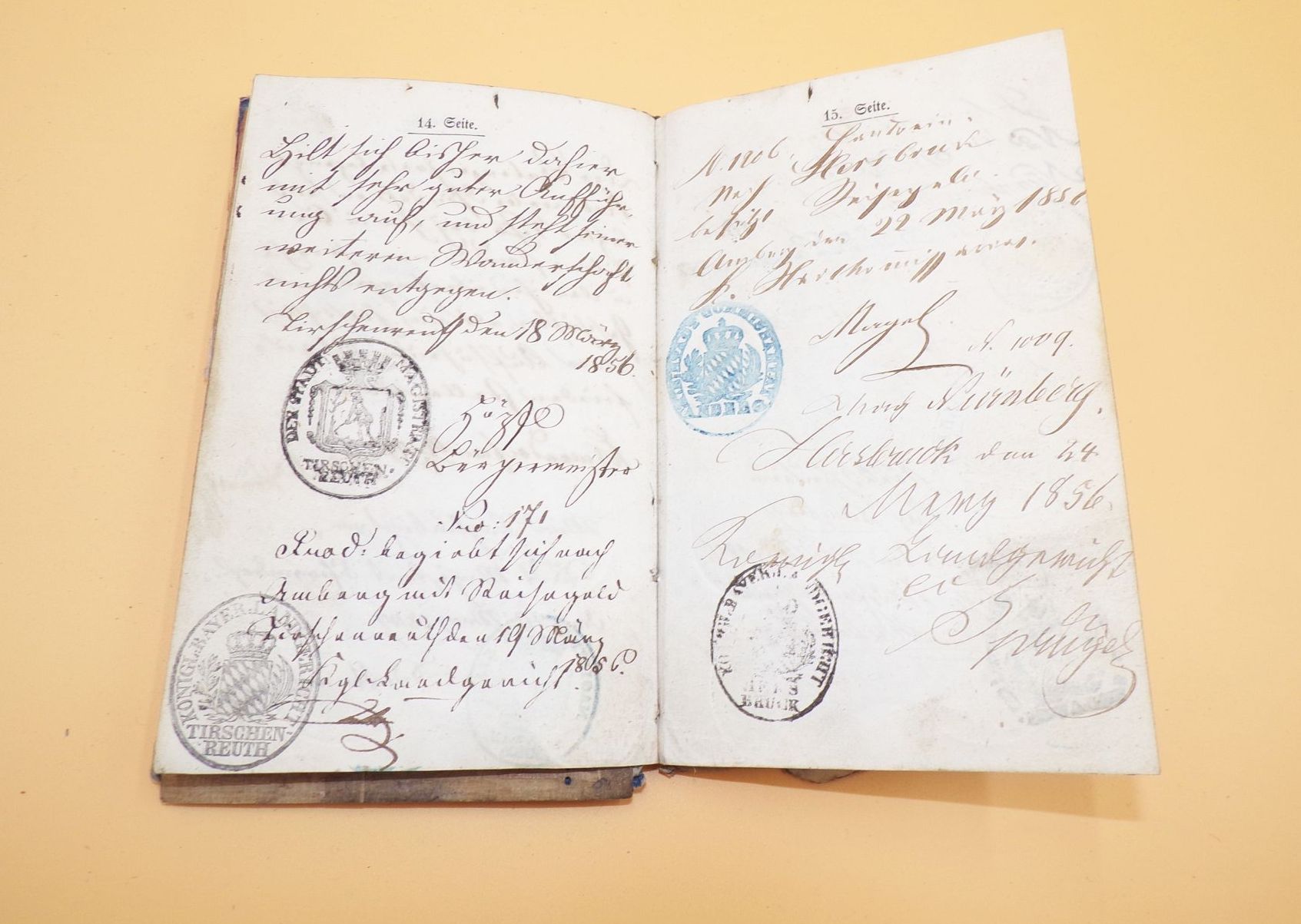 Altes Wanderbuch Tirschenreuth Bayern 1845 bis 1859