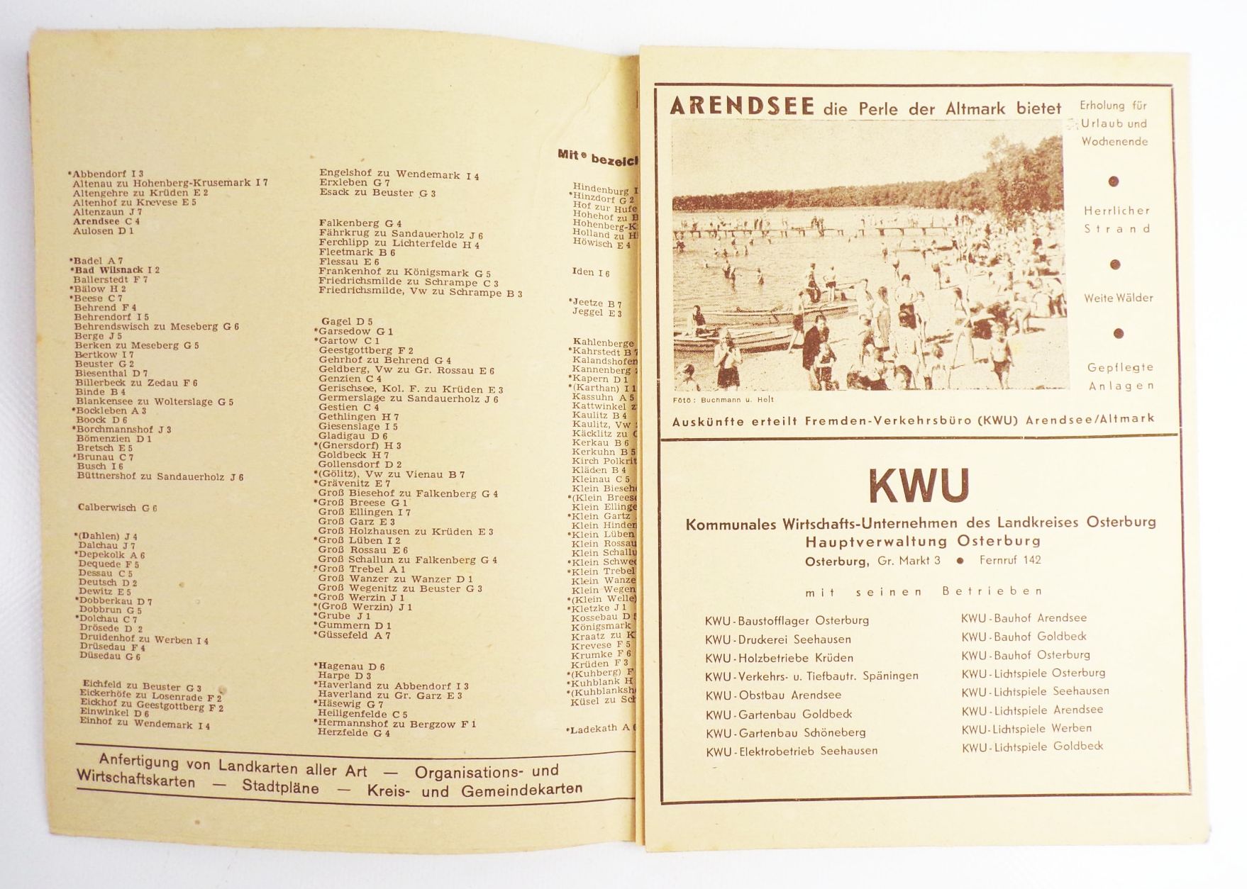 Heimat und Wanderkarte Kreis Osterburg 1950 Phönix