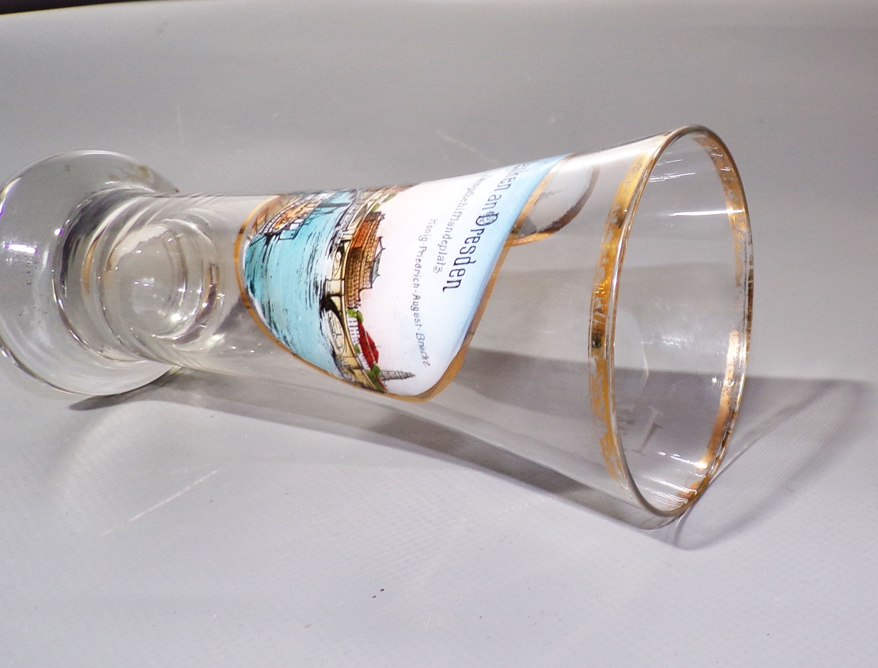 Altes Glas Andenken an Dresden Dampfschifflandeplatz um 1910