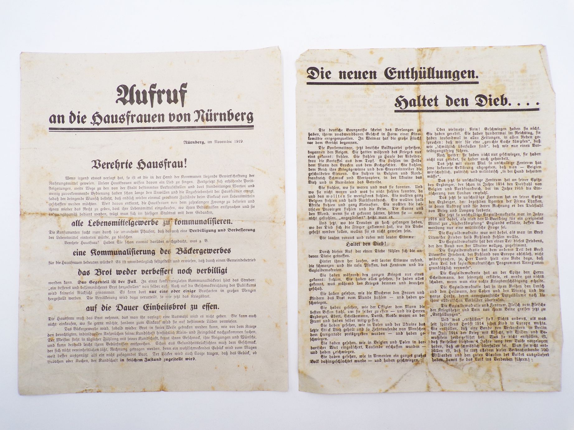 Original Flugblätter KPD SPD Kommunisten 1919 Räterepublik Nürnberg 