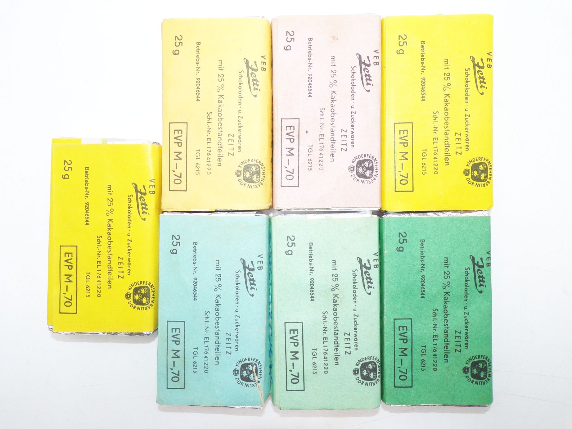 7 x Zetti Schokolade DDR Schaupackung Herr Fuchs Uhu Sandmann Borstel