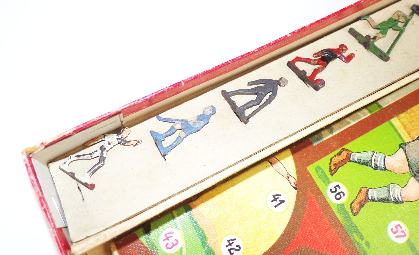 Die Olympischen Spiele Klee Brettspiel um 1930 mit Zinnfiguren