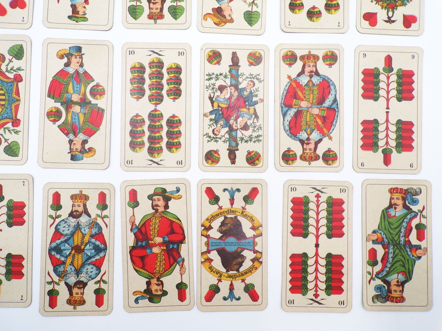 Sächsisches Doppelbild Skat Kartenspiel 32 Blatt Nummer 128 ASS