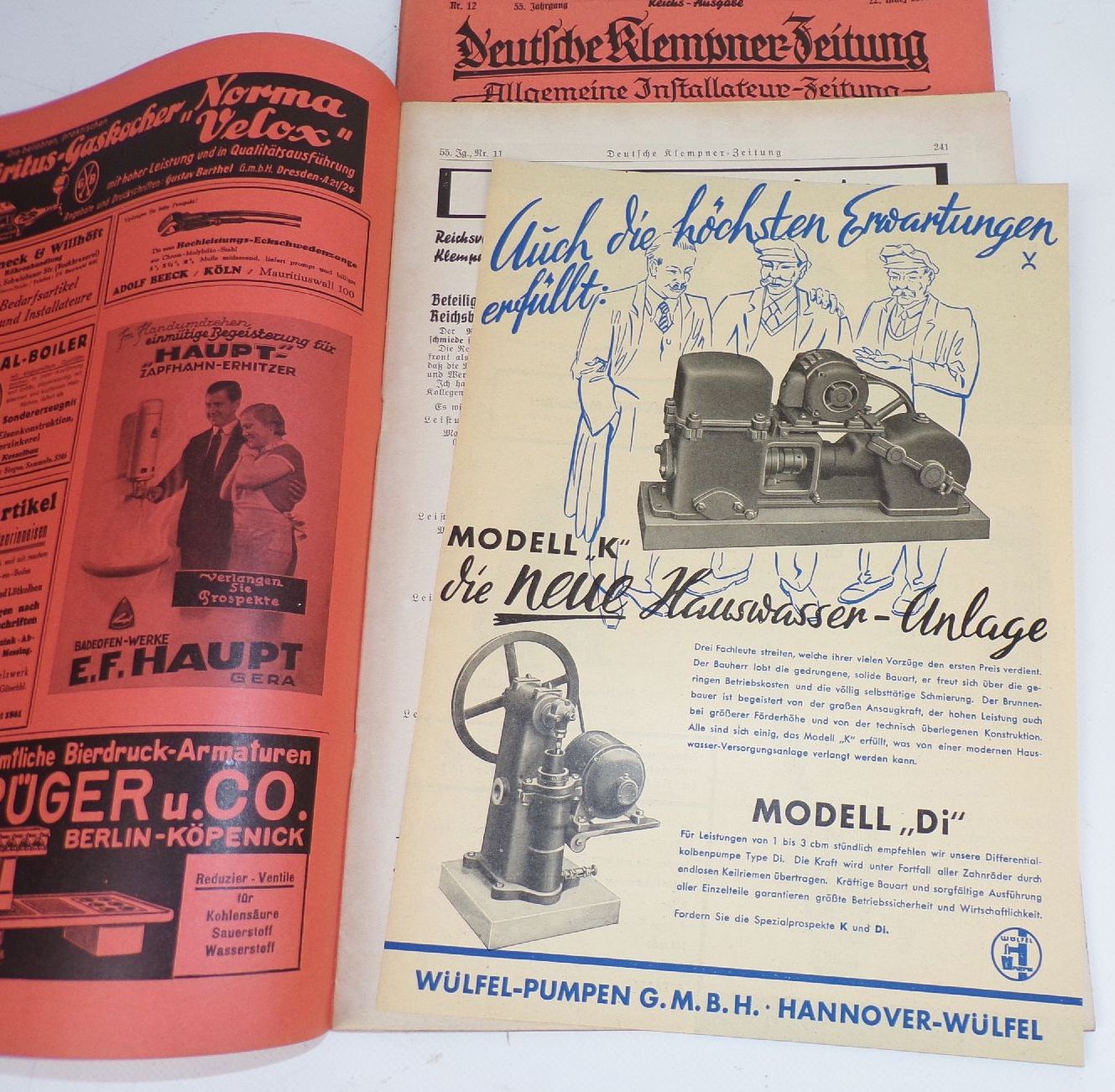 Deutsche Klempner Zeitung Installateur Anzeigen Reklame um 1938
