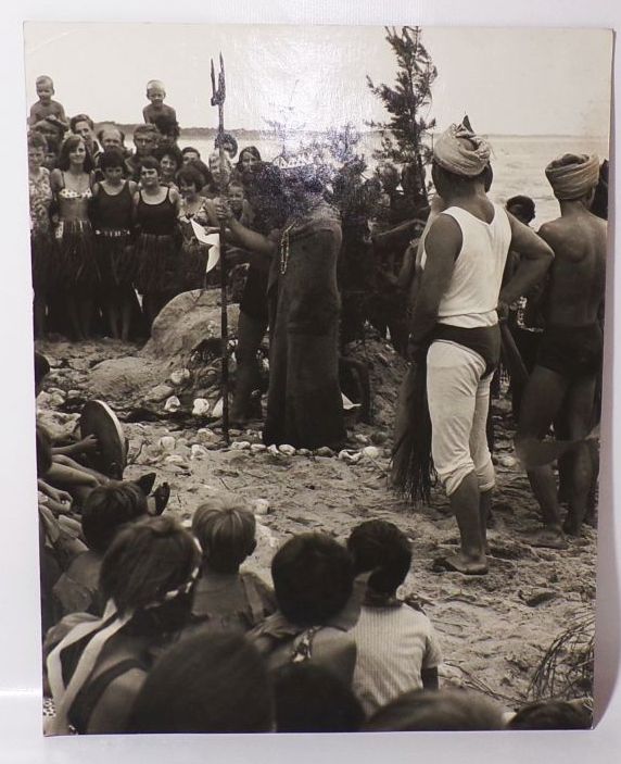 DDR Foto Neptunfest am Strand Ferienlager FDJ Ostsee 1960er