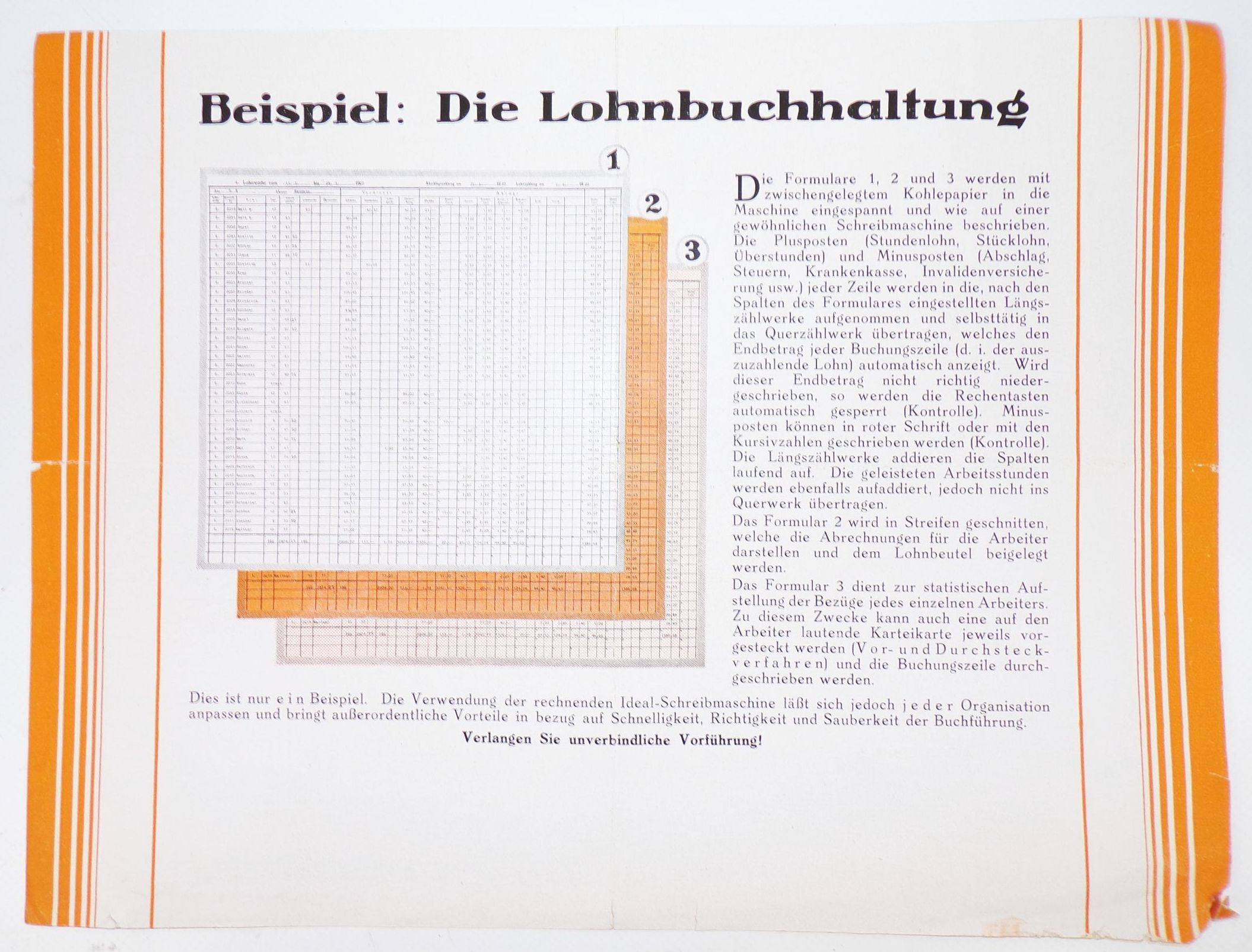 Reklame Blatt Ideal Schreibmaschine Buchhaltungsmaschine um 1930