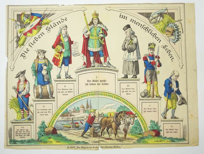 Druck Gustav Kühn Neuruppin Die sieben Stände im menschlichen Leben um 1880