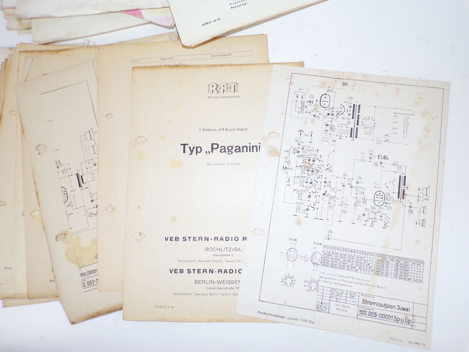 Konvolut Schaltbilder Schalttafeln Rafena Fernseher DDR RFT Gleichrichter 