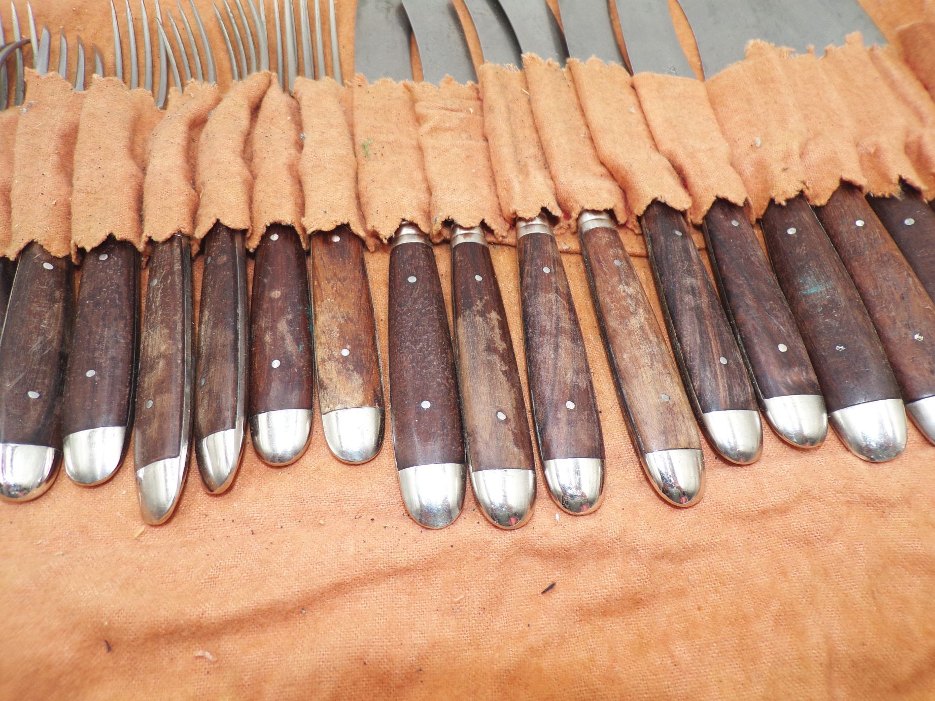 Altes Solingen Besteck Messer Gabel 24 Teile Besteckwickel Antik 