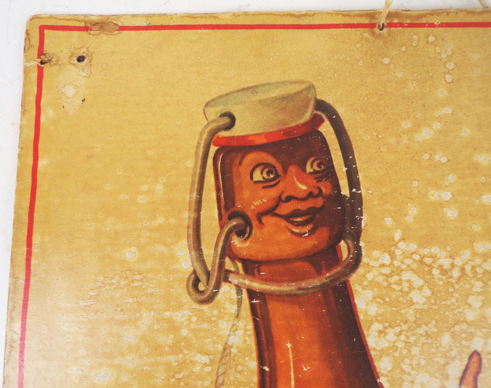 Altes Reklame Pappschild Keine vollen Flaschen ohne Rückgabe Getränkehandel DDR