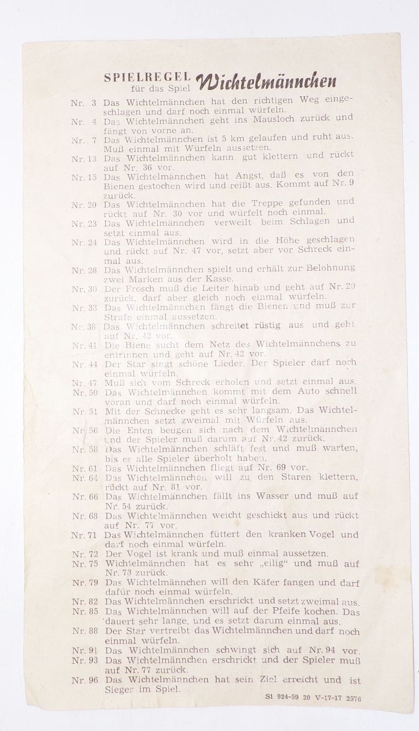 Altes Brettspiel Wichtelmännchen 1959 DDR Altes Brettspiel Wichtelmännchen 1959 DDR