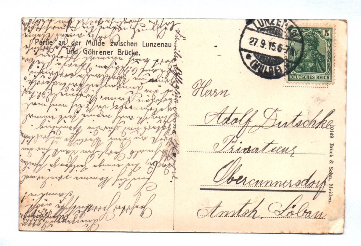 Ak Partie an der Mulde zwischen Lunzenau und Göhrener Brücke DR 1915 Sachsen Ak Partie an der Mulde zwischen Lunzenau und Göhrener Brücke DR 1915 Sachsen