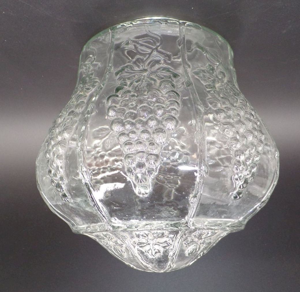 Alter Lampenschirm Deckenleuchte Weintraube Transparent Pressglas Antik