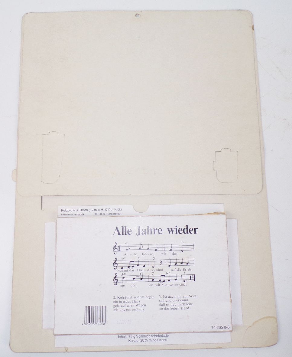 Alter Pea Adventskalender Jesus Baby Krippe Maria und Josef Vintage 