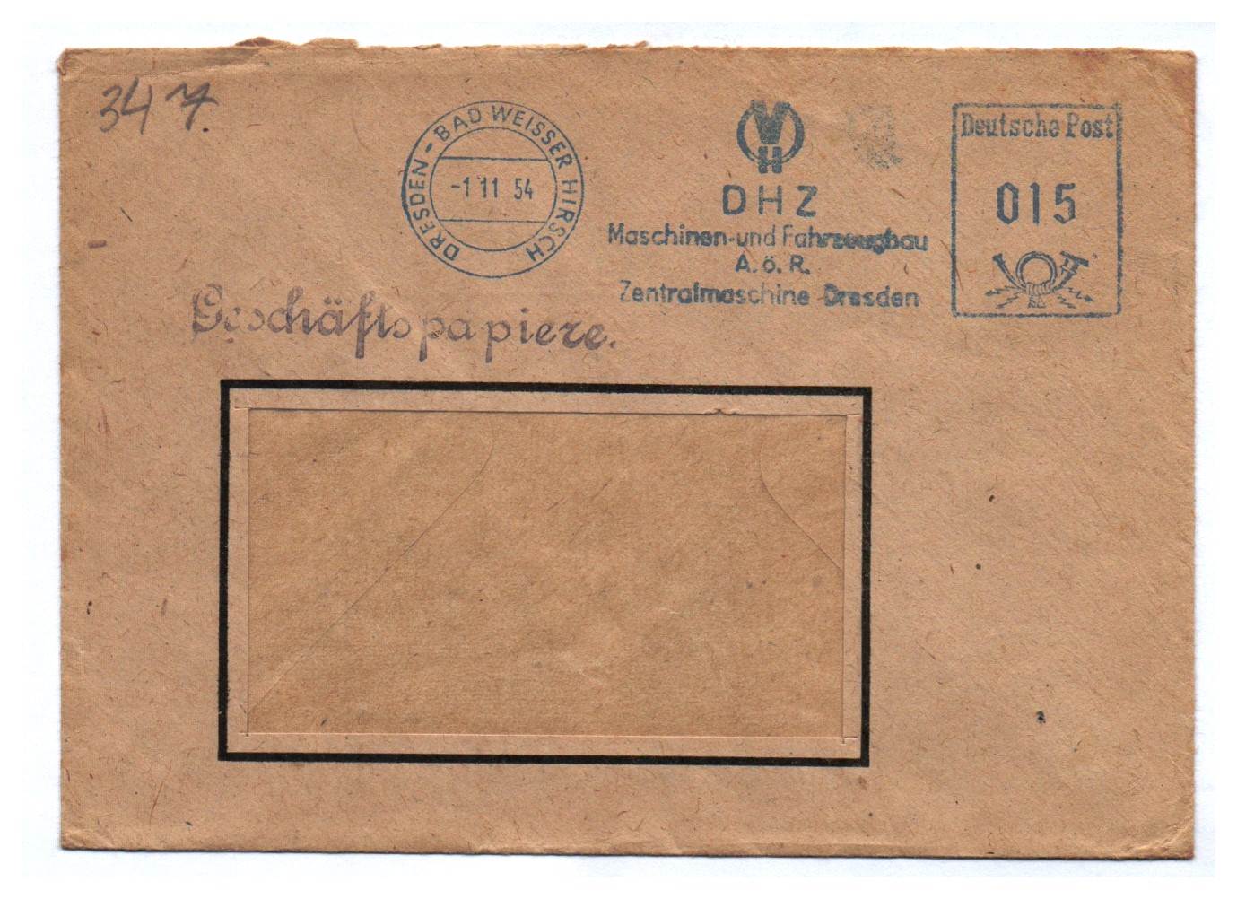 Geschäftspapiere DHZ Maschinen Fahrzeugbau Dresden 1954 DDR Geschäftspapiere DHZ Maschinen Fahrzeugbau Dresden 1954 DDR