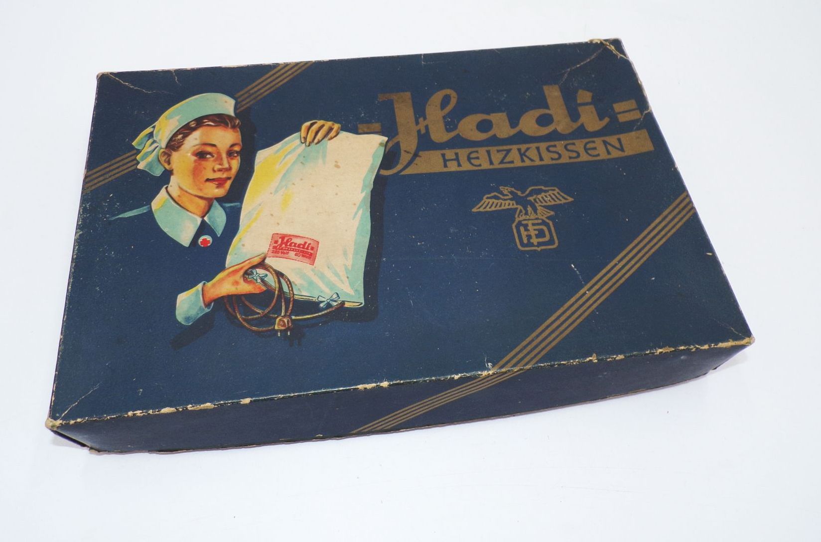 Altes Hadi Heizkissen 220 V 60 W 1961 mit Originalkarton Reklame