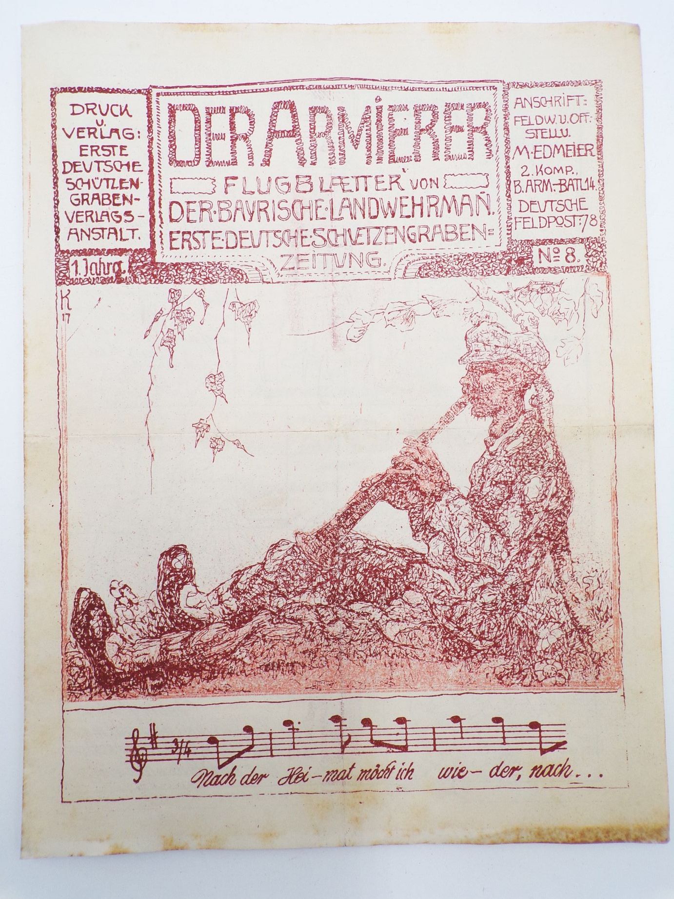 Der Armierer Flugblätter des bayerischen Landwehrmann Schützengraben Zeitung