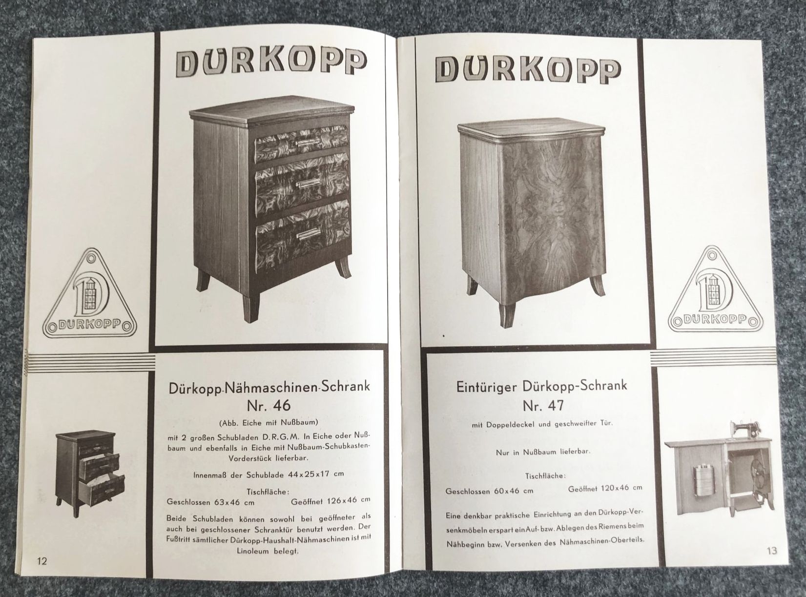 Alte Broschüre Dürkopp Nähmaschinen Heft Modelle Katalog Möbel