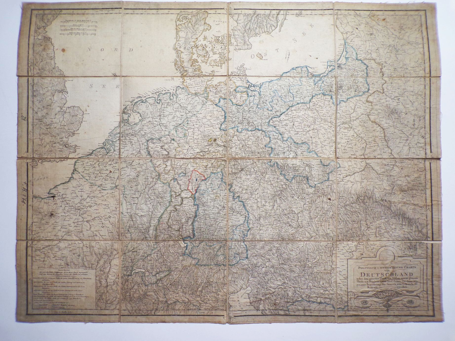 Landkarte Politisch Statistische Charte Champion und Baumann Leipzig um 1850