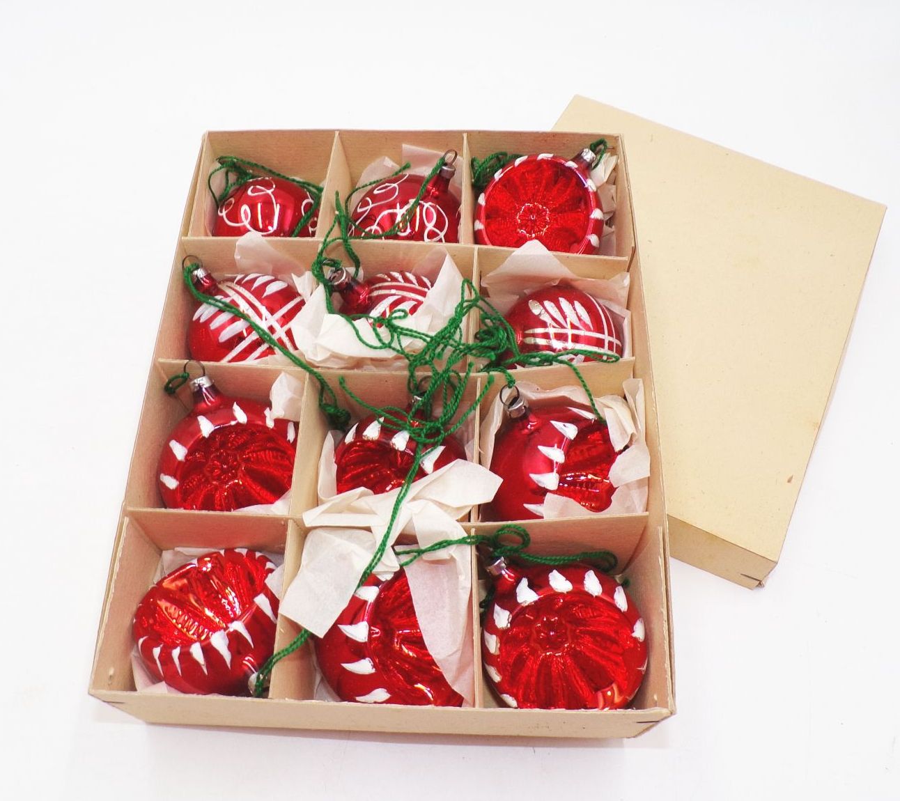Alter Baumschmuck CBS Glas Rot Reflexkugeln Vintage Christbaumschmuck 