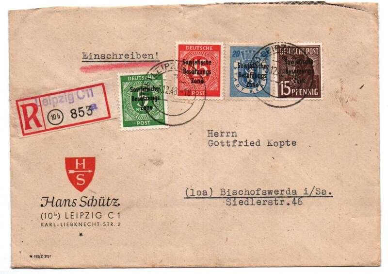 R Brief Leipzig C11 Mischfrankatur Michel Nr 6A  915 931 948 SBZ 1948 