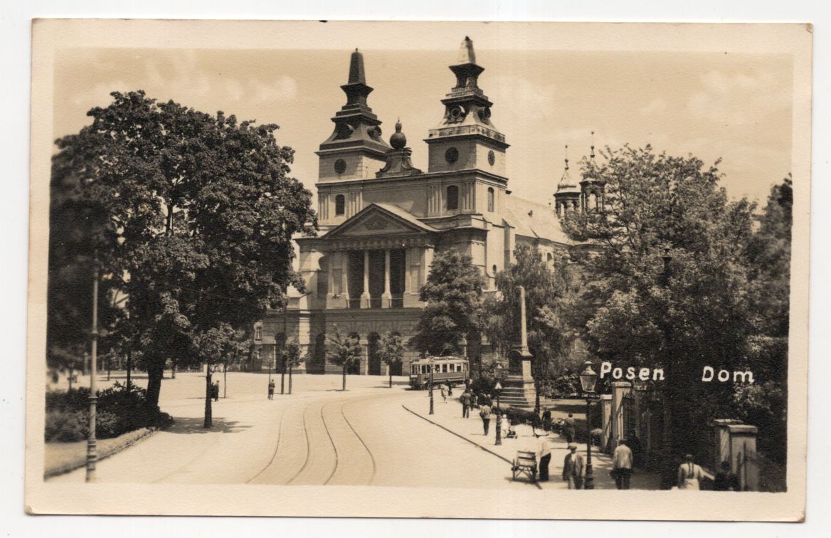 Foto Ak Posen Dom Straßenbahn 1941 Poznan Polen