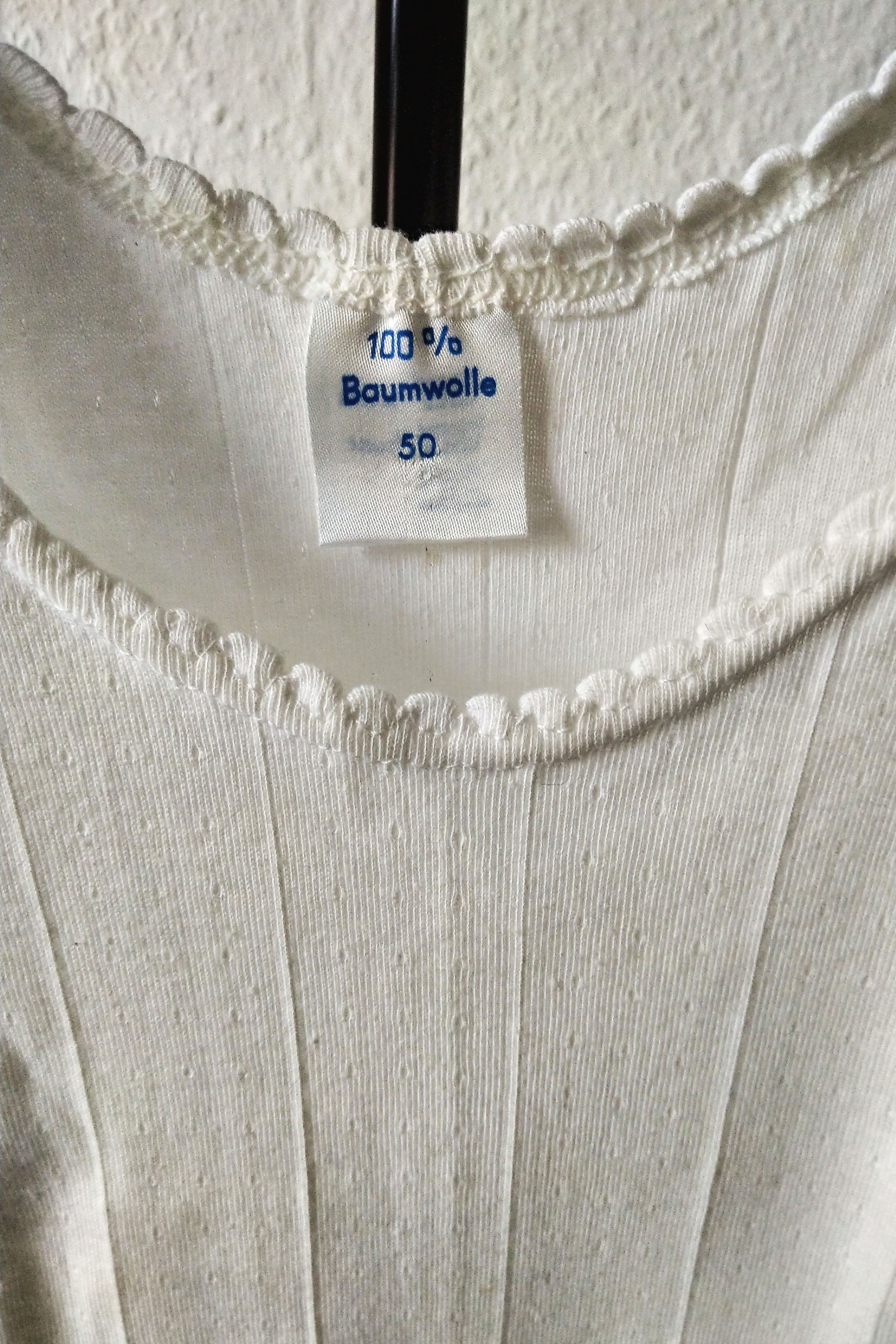 Vintage Damen Negligee Baumwoll Nachthemd Unterkleid Weiß Gr 50