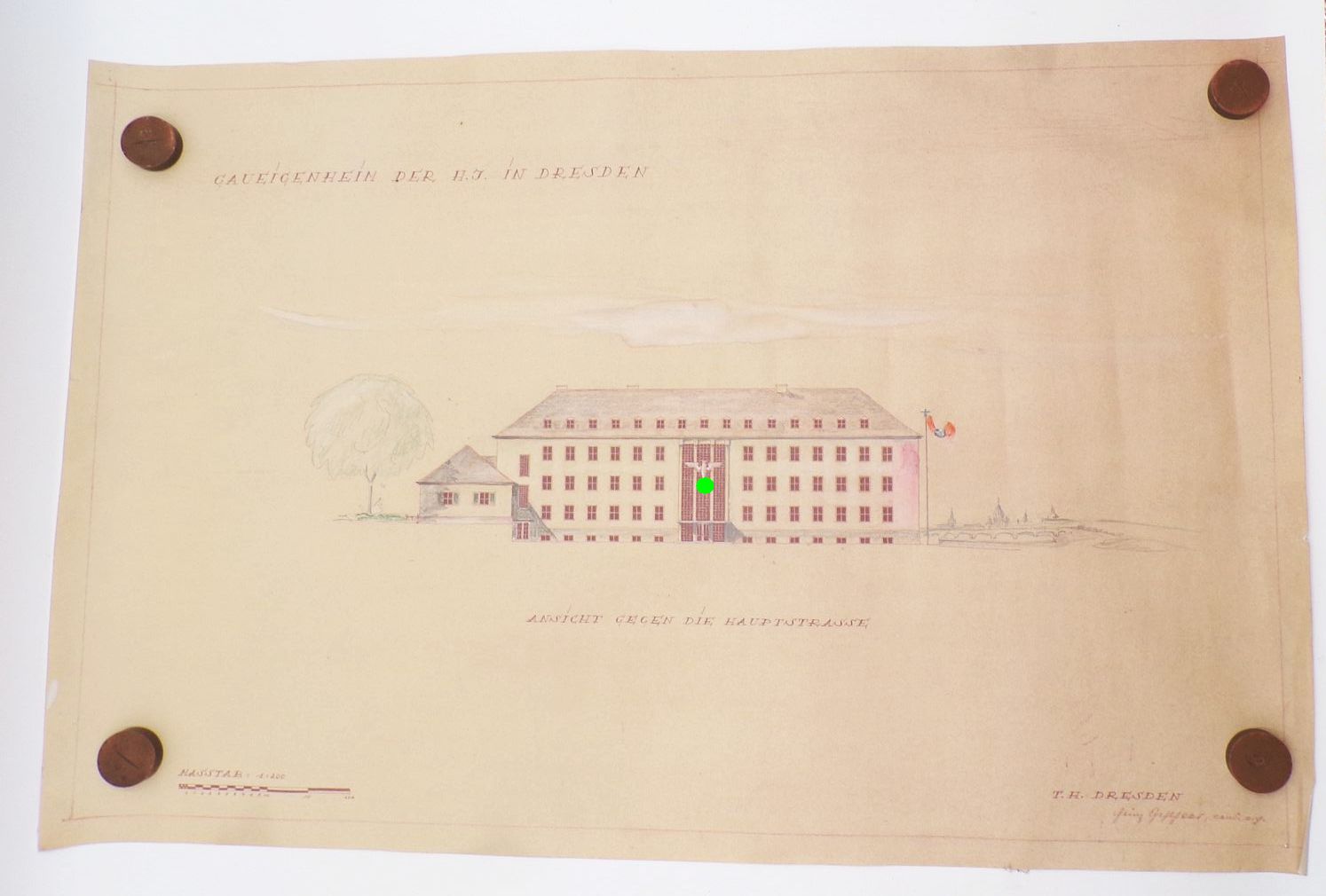 Alte Bauzeichnung Gaueigenheim der HJ in Dresden Drittes Reich um 1935